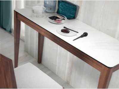 Walnut console table with porcelain marble top - VALENTINO