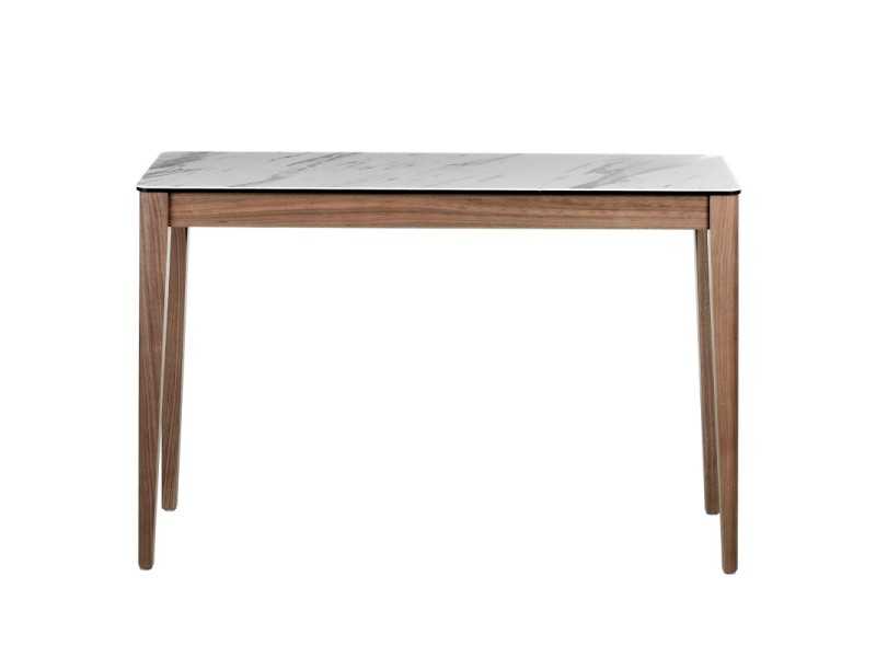 Console en noyer avec plateau en marbre porcelaine - VALENTINO