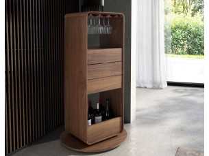 Meuble bar pivotant en noyer - BRANDY
