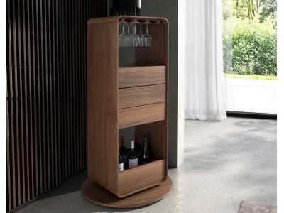Meuble bar pivotant en noyer - BRANDY