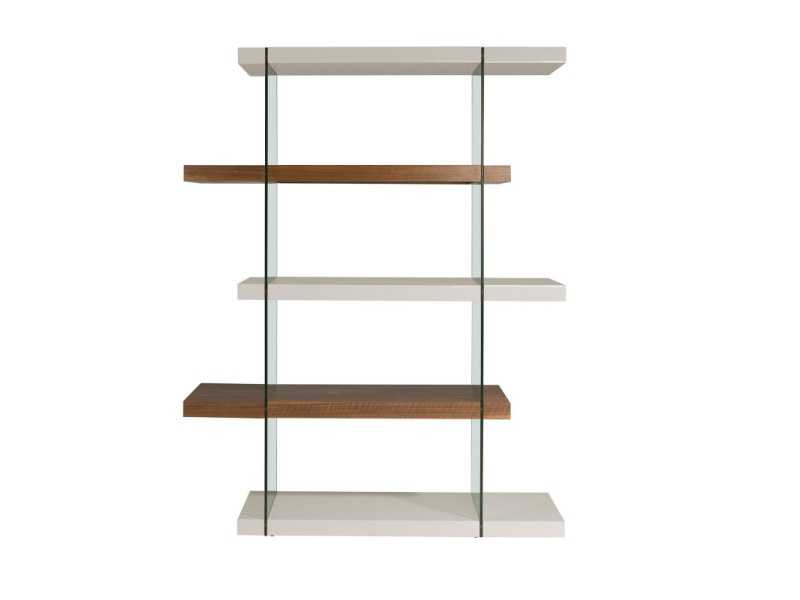 Walnut and lacquered shelving unit with tempered glass sides - VENEZIA
