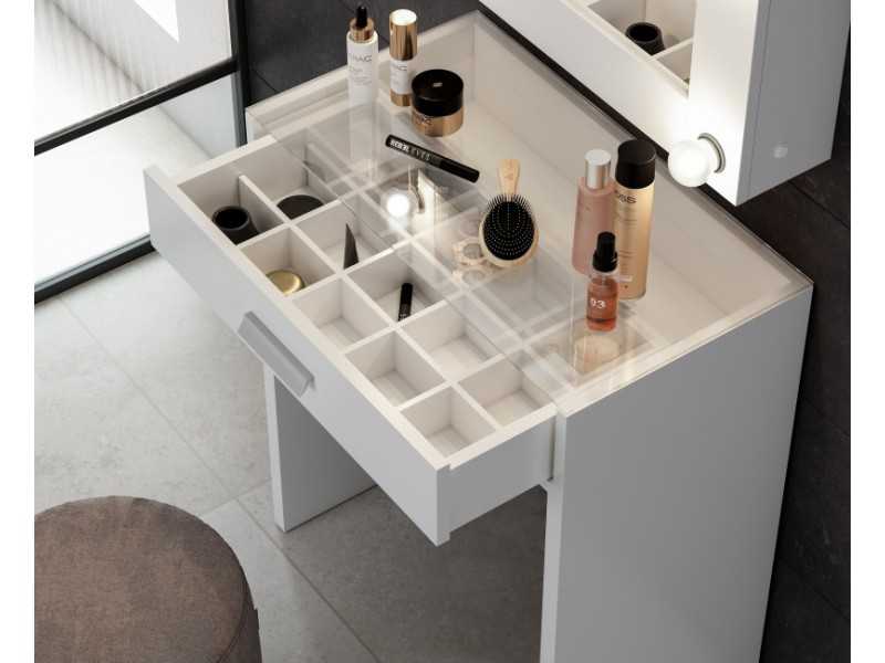 Tocador con cajón y tapa de cristal templado - AYMÉ