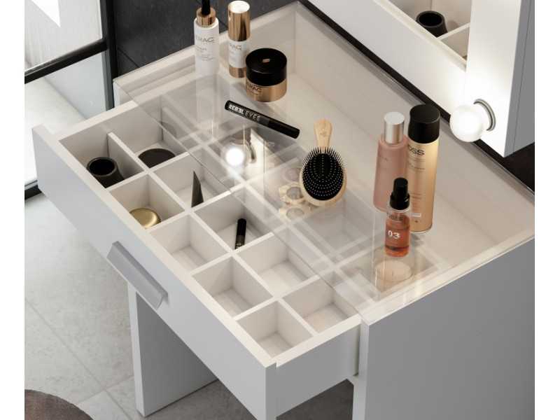 Tocador con cajón y tapa de cristal templado - AYMÉ