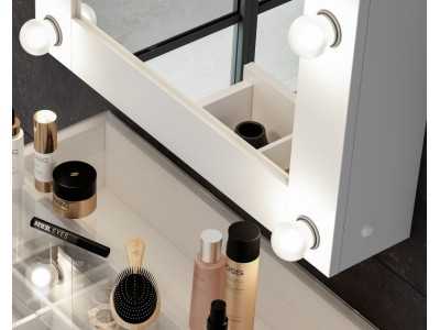 Miroir avec lumières LED, porte et étagères intérieures - AYMÉ