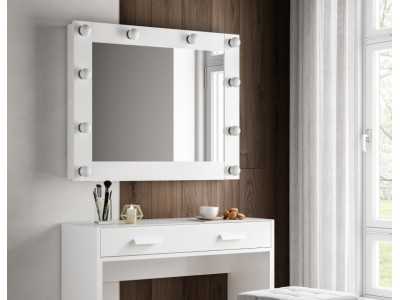 Miroir avec lumières LED, porte et étagères intérieures - AYMÉ