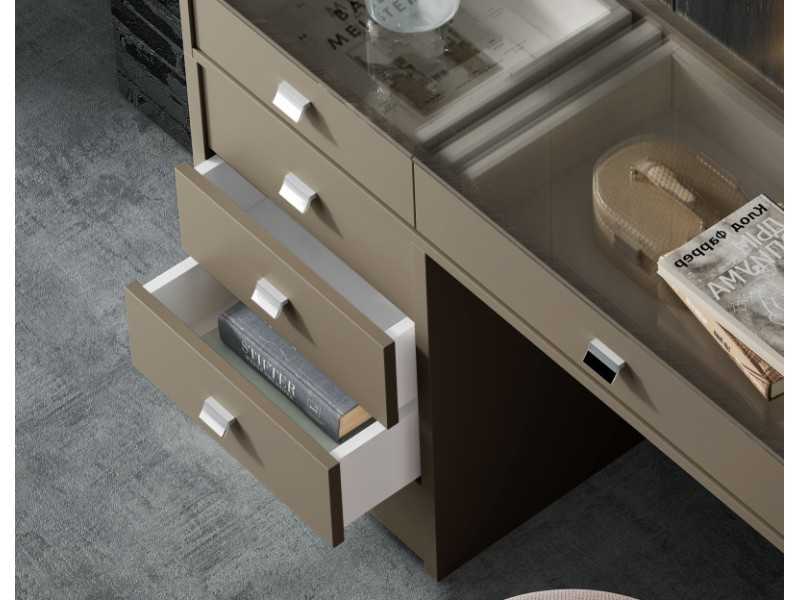 Dressing table with drawers and tempered glass tops - ALAIN