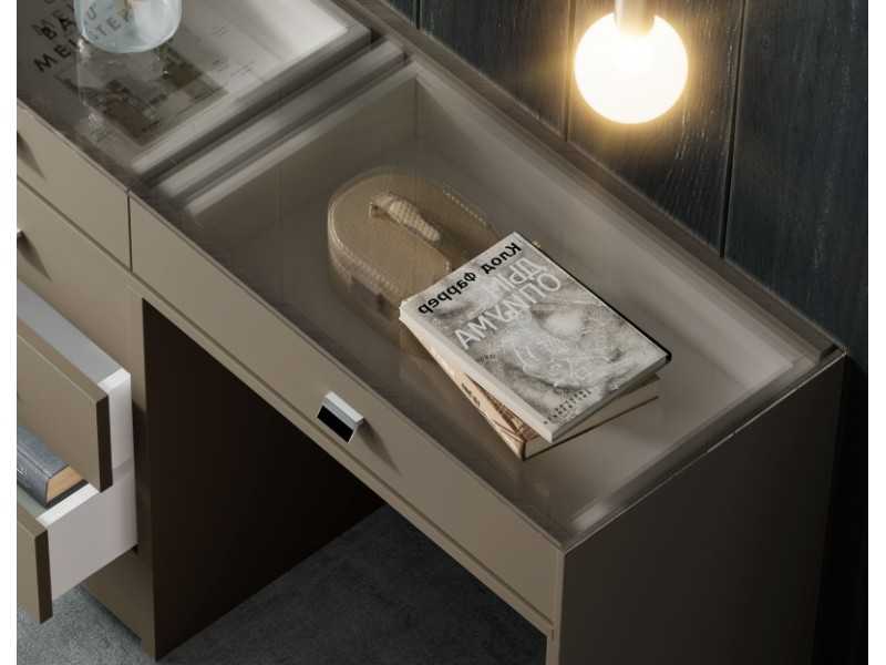Dressing table with drawers and tempered glass tops - ALAIN