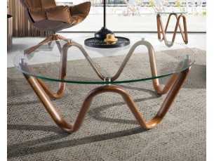 Round coffee table with tempered glass top - PATMOS