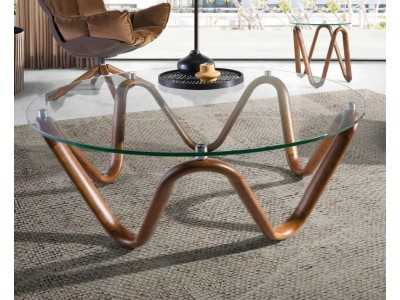 Round coffee table with tempered glass top - PATMOS Round coffee table with tempered glass top - PATMOS
