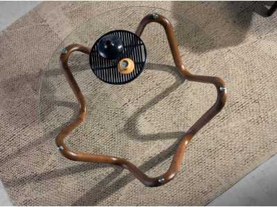 Round coffee table with tempered glass top - PATMOS Round coffee table with tempered glass top - PATMOS