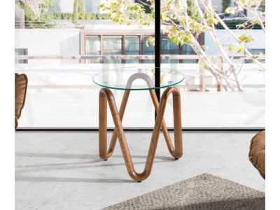 Table d'appoint ronde avec piètement en bois massif - PATMOS