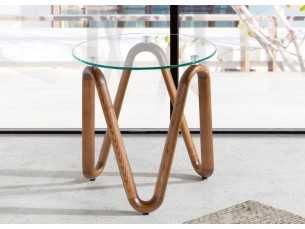 Round side table with solid wood base - PATMOS 2