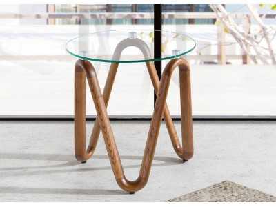Table d'appoint ronde avec piètement en bois massif - PATMOS