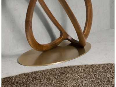 Oval console table made of solid wood and tempered glass top - PATMOS