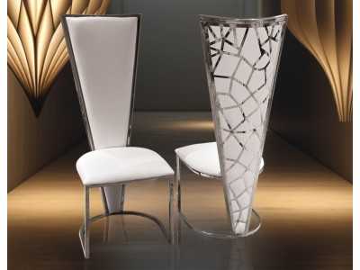 Designer chair with polished stainless steel frame - ABRIELLE