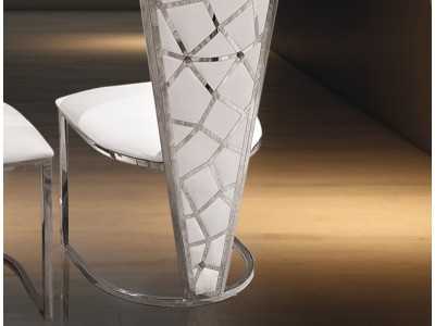 Designer chair with polished stainless steel frame - ABRIELLE