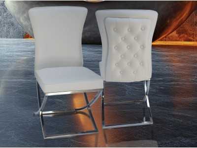 Silla de diseño tapizada con estructura en acero inoxidable pulido - ANELISE