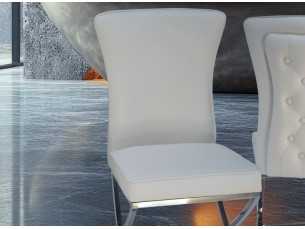 Upholstered designer chair with polished stainless steel frame - ANELISE 2