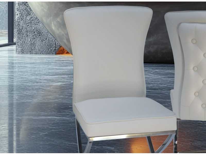 Silla de diseño tapizada con estructura en acero inoxidable pulido - ANELISE