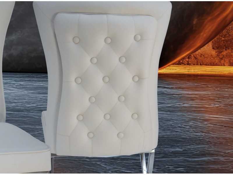 Chaise design tapissé avec structure en acier inoxydable poli - ANELISE
