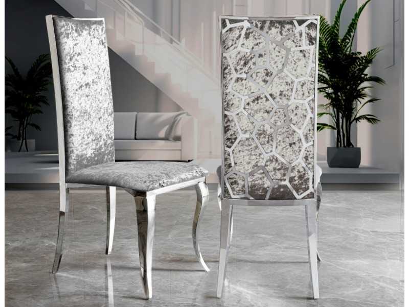 Upholstered designer chair with stainless steel frame - ALODIE