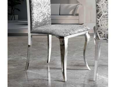 Upholstered designer chair with polished stainless steel frame - ALODIE Upholstered designer chair with polished stainless steel frame - ALODIE