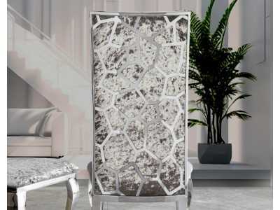Upholstered designer chair with polished stainless steel frame - ALODIE Upholstered designer chair with polished stainless steel frame - ALODIE