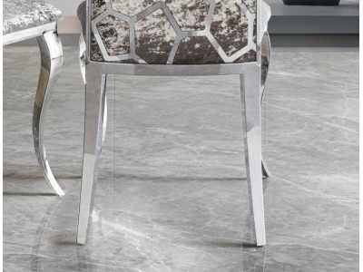 Upholstered designer chair with polished stainless steel frame - ALODIE Upholstered designer chair with polished stainless steel frame - ALODIE