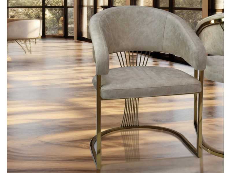 Chaise design tapissée de velours avec structure en acier inoxydable doré - ADALENE GOLD