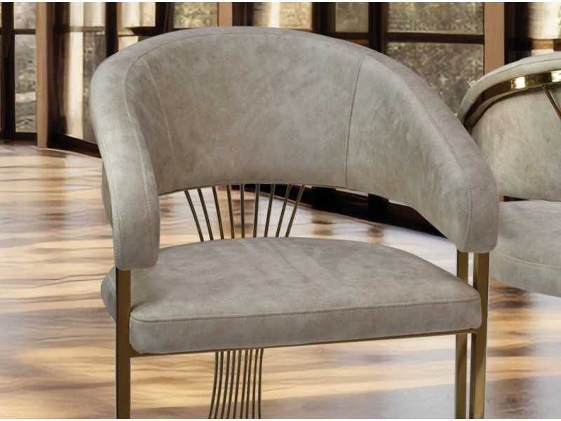 Chaise design tapissée de velours avec structure en acier inoxydable doré - ADALENE GOLD