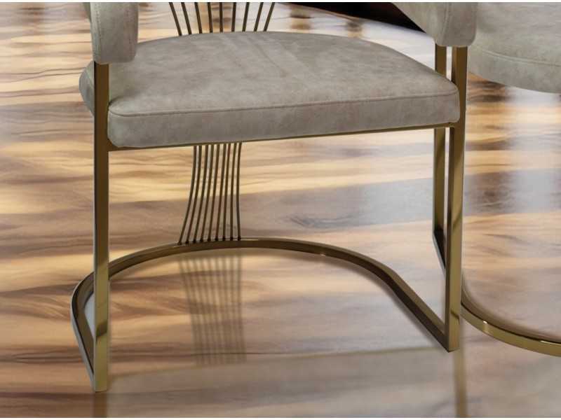 Designer chair upholstered in velvet with a gold stainless steel frame - ADALENE GOLD