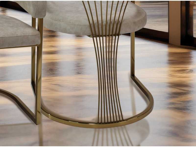 Silla de diseño tapizada en terciopelo con estructura en acero inoxidable dorado - ADALENE GOLD