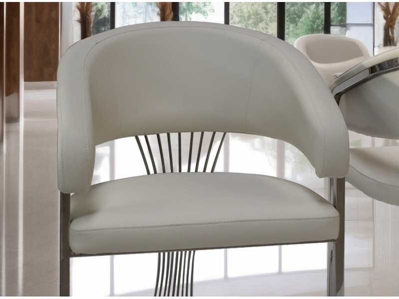 Chaise design tapissé de cuir synthétique avec structure en acier inoxydable - ADALENE SILVER