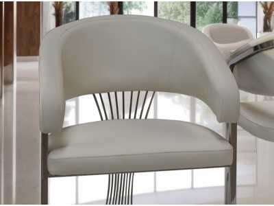 Silla de diseño tapizada en piel sintética con estructura en acero inoxidable - ADALENE SILVER