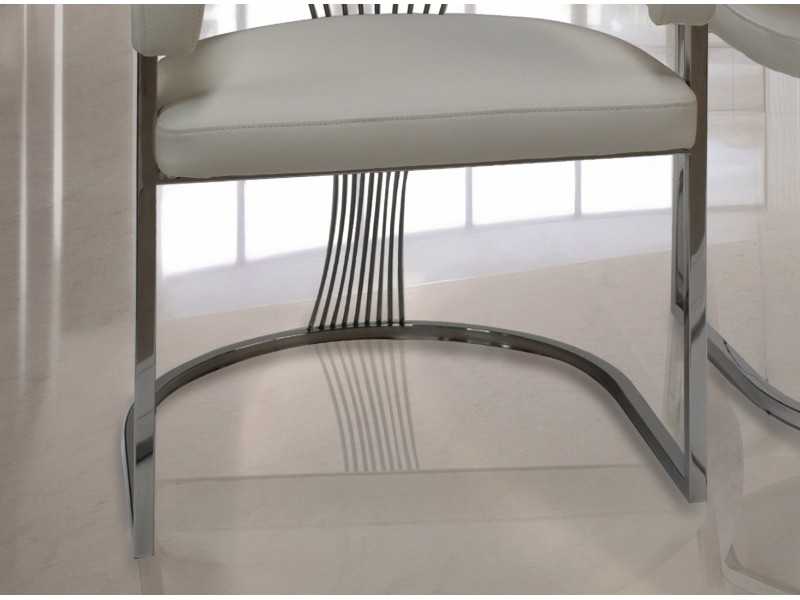 Silla de diseño tapizada en piel sintética con estructura en acero inoxidable - ADALENE SILVER