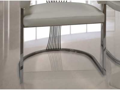 Silla de diseño tapizada en piel sintética con estructura en acero inoxidable - ADALENE SILVER