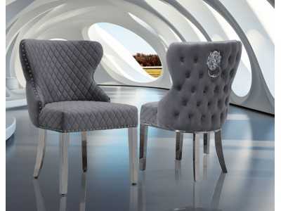 Chaise design tapissée de velours avec pieds en acier inoxydable - ANATH