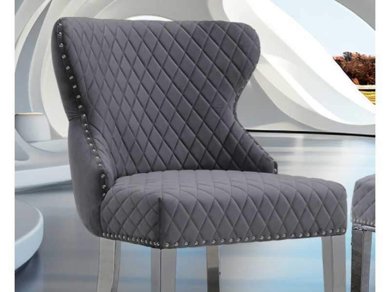 Silla de diseño tapizada en terciopelo con patas en acero inoxidable - ANATH