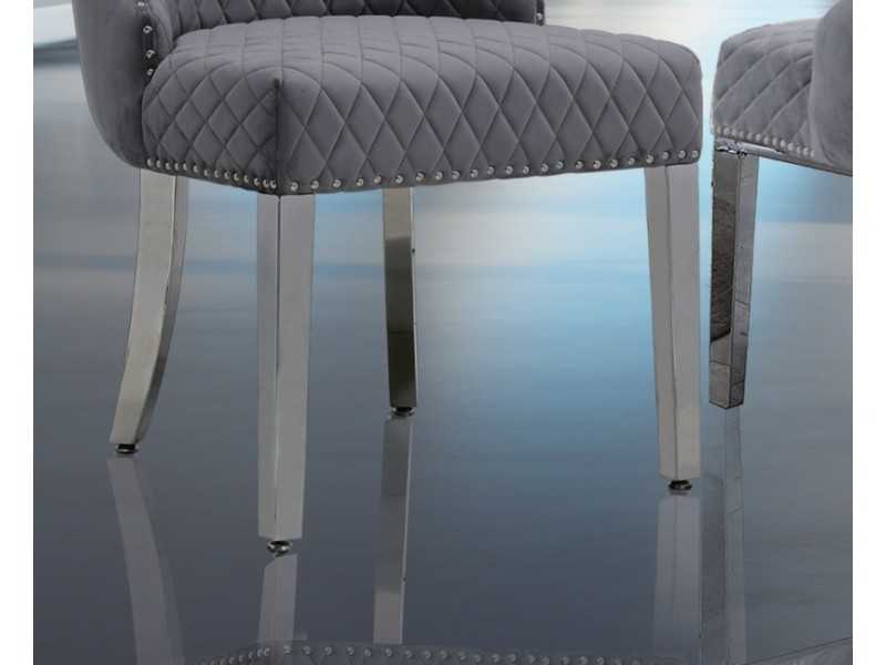 Silla de diseño tapizada en terciopelo con patas en acero inoxidable - ANATH