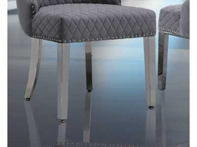 Chaise design tapissée de velours avec pieds en acier inoxydable - ANATH