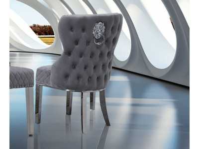 Silla de diseño tapizada en terciopelo con patas en acero inoxidable - ANATH