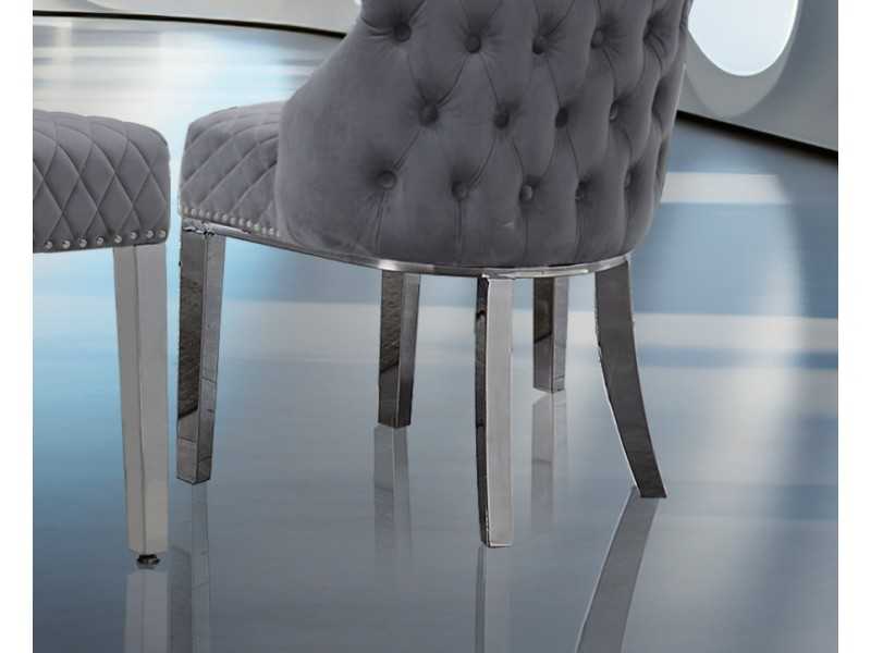 Velvet upholstered designer chair with stainless steel legs - ANATH