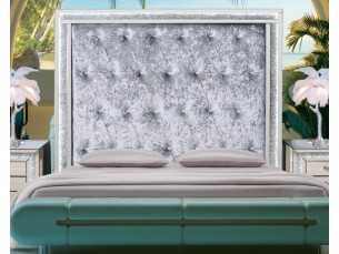 Headboard with mirror and central panel upholstered in capitonne with crystal buttons - AALIYAH 2