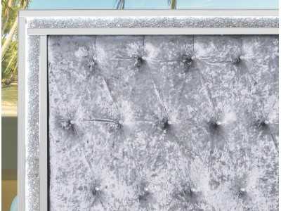 Headboard with mirror and central panel upholstered in capitonne with crystal buttons - AALIYAH Headboard with mirror and central panel upholstered in capitonne with crystal buttons - AALIYAH