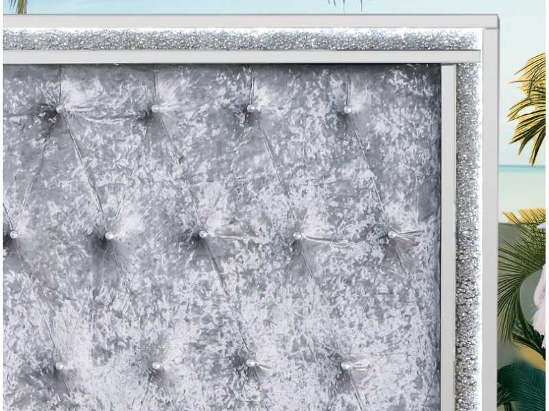 Tête de lit miroir avec plafond central tapissé de capitonne avec boutons - AALIYAH