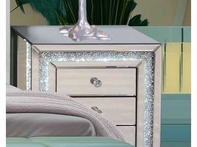 Mirrored bedside table with 3 drawers and LED light - AALIYAH A Mirrored bedside table with 3 drawers and LED light - AALIYAH A