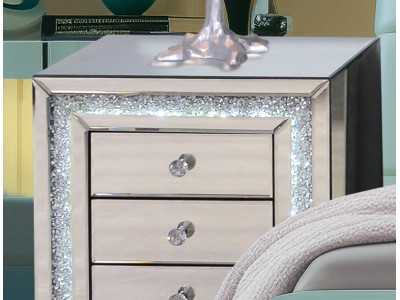 Mirrored bedside table with 3 drawers and LED light - AALIYAH A Mirrored bedside table with 3 drawers and LED light - AALIYAH A