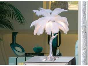 Lacquered table lamp with natural feathers - AALIYAH 2