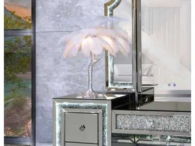 Lacquered table lamp with natural feathers - AALIYAH