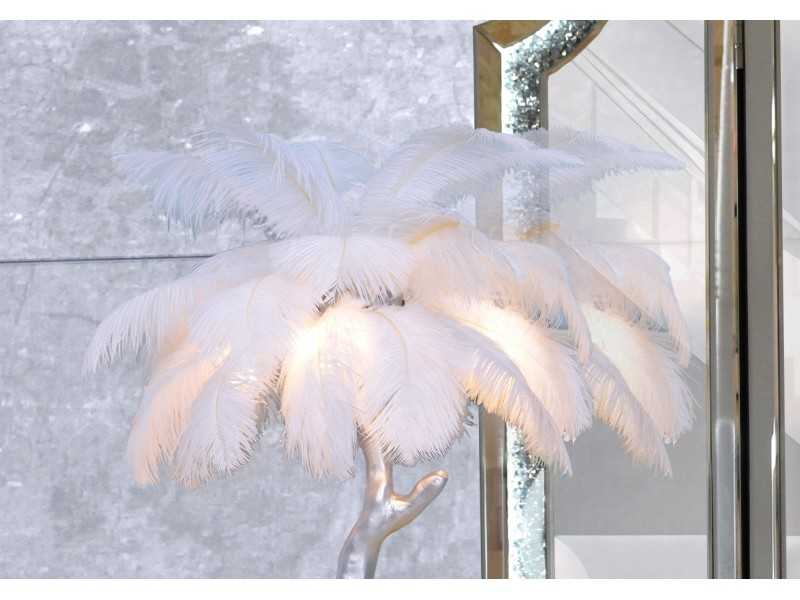 Lacquered table lamp with natural feathers - AALIYAH